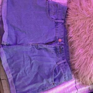 High waisted cuffed demin shorts